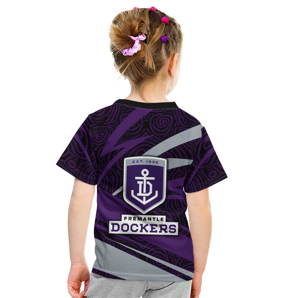 Fremantle Dockers Australian Football Kid T Shirt Athletic Hero Mascot With Indigenous Pattern Art