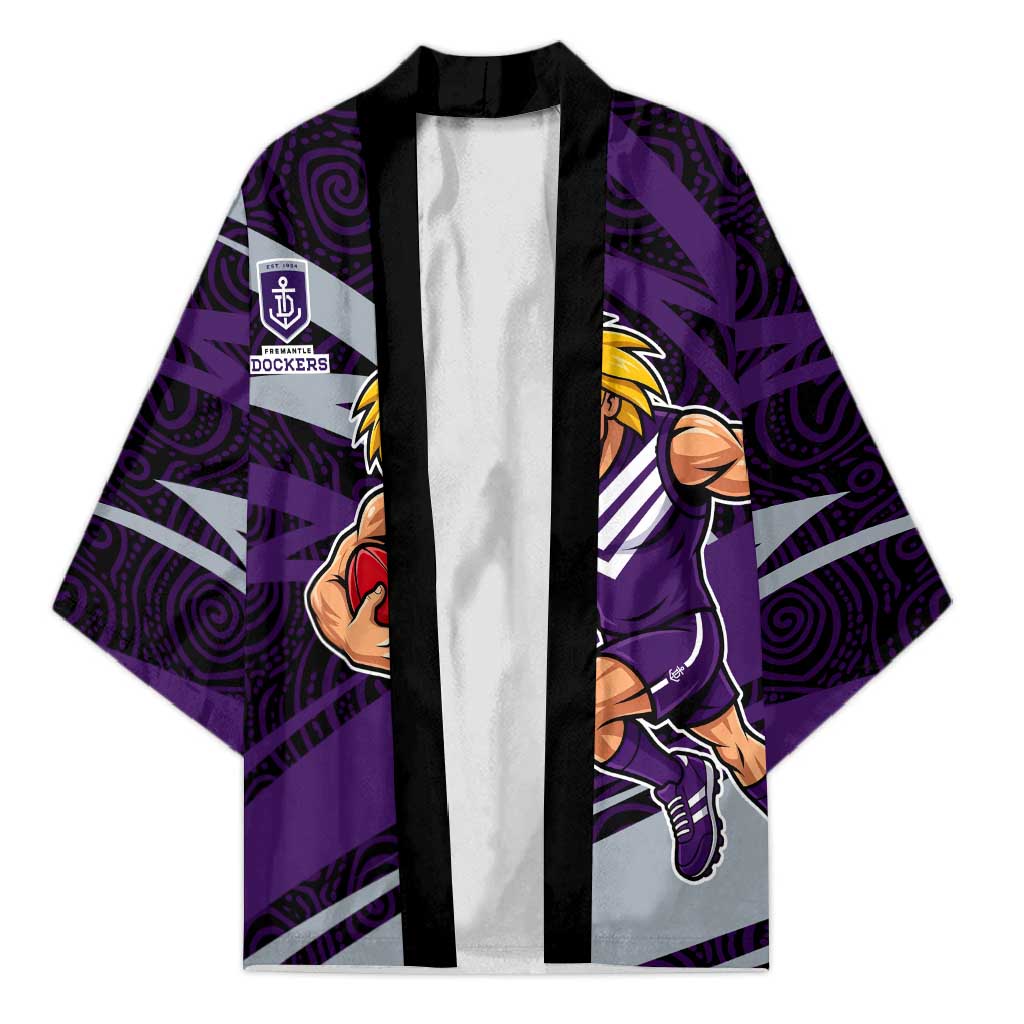 Fremantle Dockers Australian Football Kimono Athletic Hero Mascot With Indigenous Pattern Art