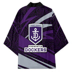 Fremantle Dockers Australian Football Kimono Athletic Hero Mascot With Indigenous Pattern Art
