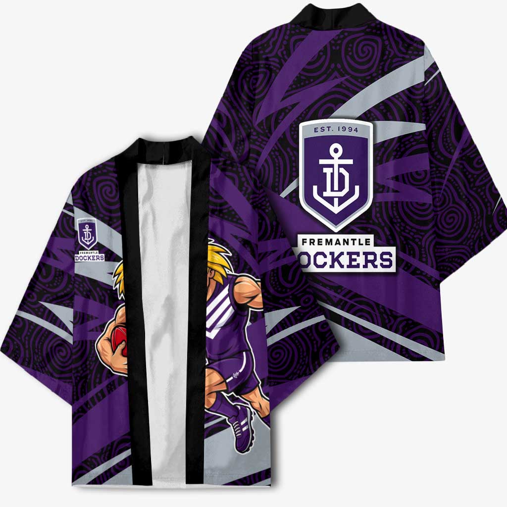 Fremantle Dockers Australian Football Kimono Athletic Hero Mascot With Indigenous Pattern Art