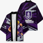 Fremantle Dockers Australian Football Kimono Athletic Hero Mascot With Indigenous Pattern Art