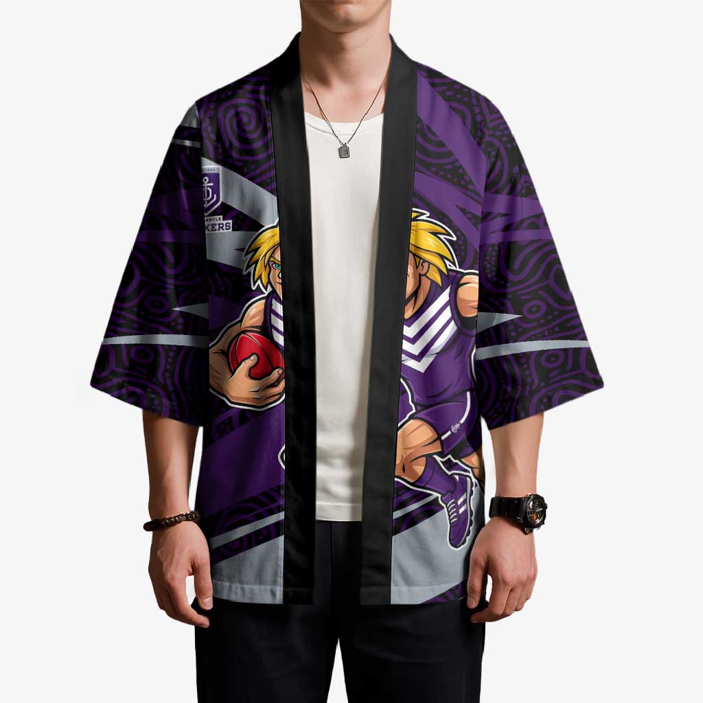 Fremantle Dockers Australian Football Kimono Athletic Hero Mascot With Indigenous Pattern Art