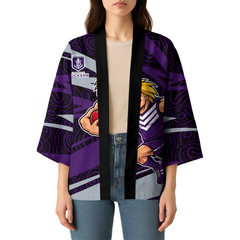 Fremantle Dockers Australian Football Kimono Athletic Hero Mascot With Indigenous Pattern Art