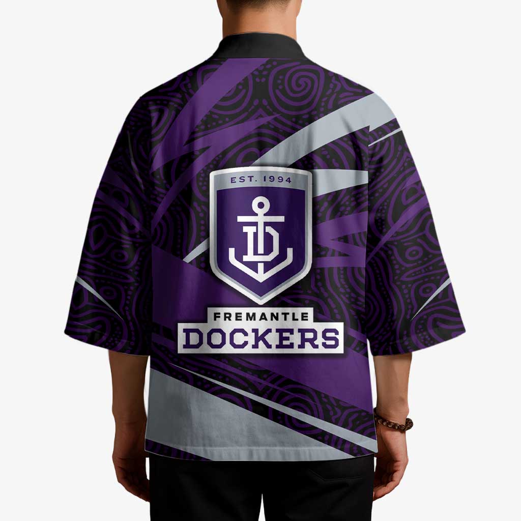 Fremantle Dockers Australian Football Kimono Athletic Hero Mascot With Indigenous Pattern Art