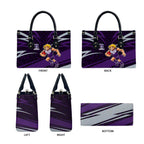Fremantle Dockers Australian Football Leather Bag Athletic Hero Mascot With Indigenous Pattern Art