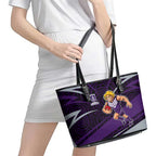 Fremantle Dockers Australian Football Leather Tote Bag Athletic Hero Mascot With Indigenous Pattern Art