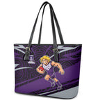 Fremantle Dockers Australian Football Leather Tote Bag Athletic Hero Mascot With Indigenous Pattern Art