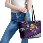 Fremantle Dockers Australian Football Leather Tote Bag Athletic Hero Mascot With Indigenous Pattern Art