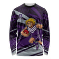 Fremantle Dockers Australian Football Long Sleeve Shirt Athletic Hero Mascot With Indigenous Pattern Art