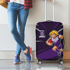 Fremantle Dockers Australian Football Luggage Cover Athletic Hero Mascot With Indigenous Pattern Art