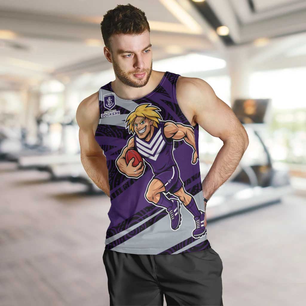 Fremantle Dockers Australian Football Men Tank Top Athletic Hero Mascot With Indigenous Pattern Art