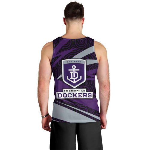 Fremantle Dockers Australian Football Men Tank Top Athletic Hero Mascot With Indigenous Pattern Art