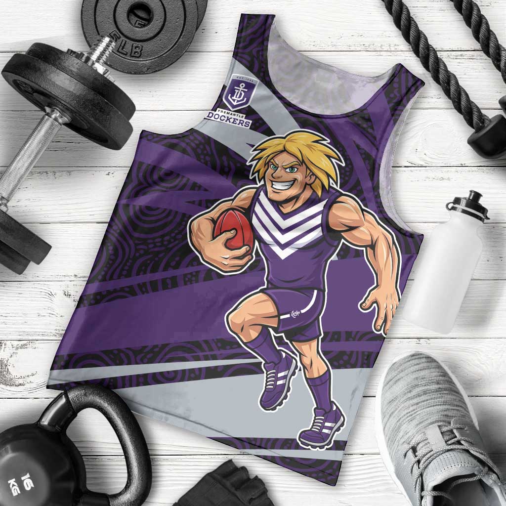 Fremantle Dockers Australian Football Men Tank Top Athletic Hero Mascot With Indigenous Pattern Art