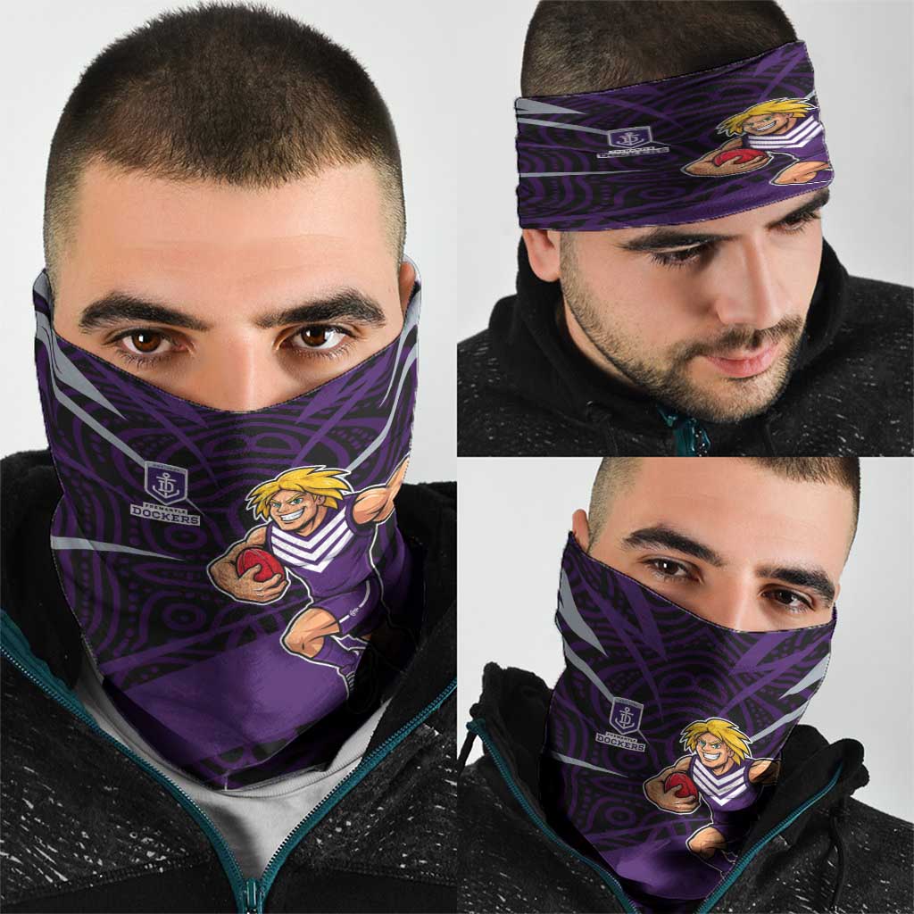 Fremantle Dockers Australian Football Neck Gaiter Athletic Hero Mascot With Indigenous Pattern Art