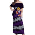 Fremantle Dockers Australian Football Off Shoulder Maxi Dress Athletic Hero Mascot With Indigenous Pattern Art