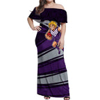 Fremantle Dockers Australian Football Off Shoulder Maxi Dress Athletic Hero Mascot With Indigenous Pattern Art