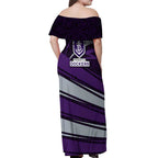 Fremantle Dockers Australian Football Off Shoulder Maxi Dress Athletic Hero Mascot With Indigenous Pattern Art