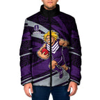 Fremantle Dockers Australian Football Padded Jacket Athletic Hero Mascot With Indigenous Pattern Art