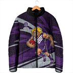 Fremantle Dockers Australian Football Padded Jacket Athletic Hero Mascot With Indigenous Pattern Art