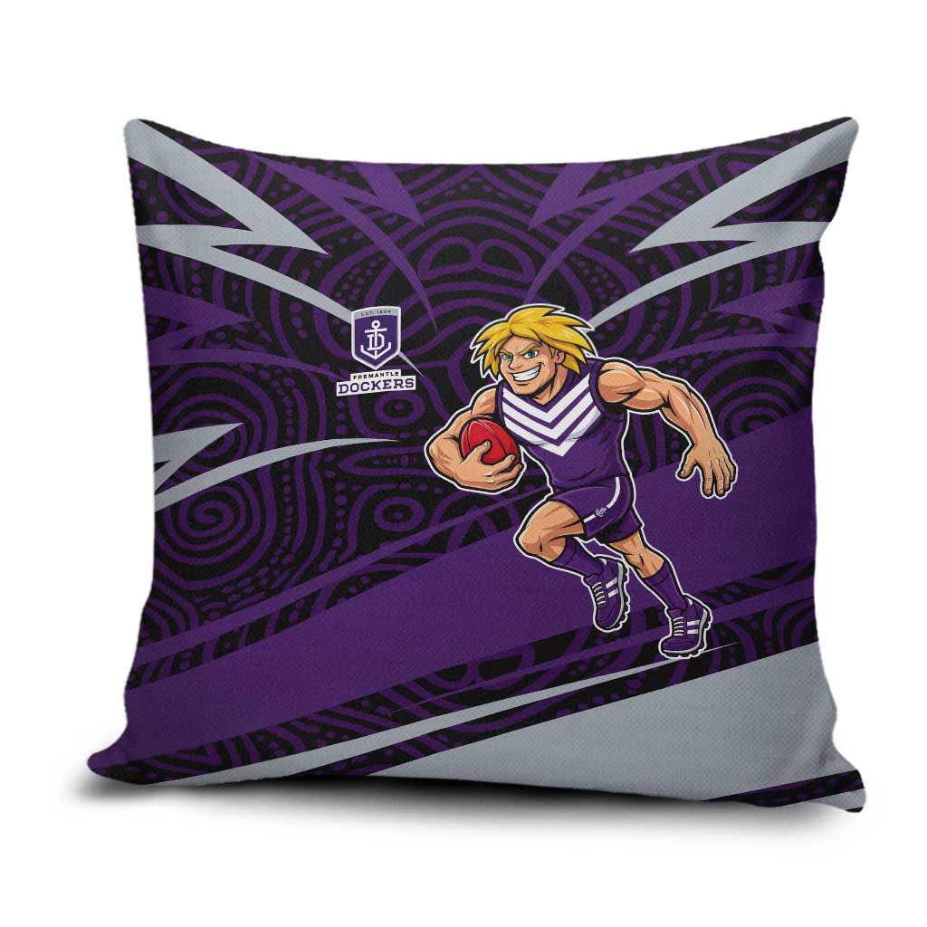 Fremantle Dockers Australian Football Pillow Cover Athletic Hero Mascot With Indigenous Pattern Art