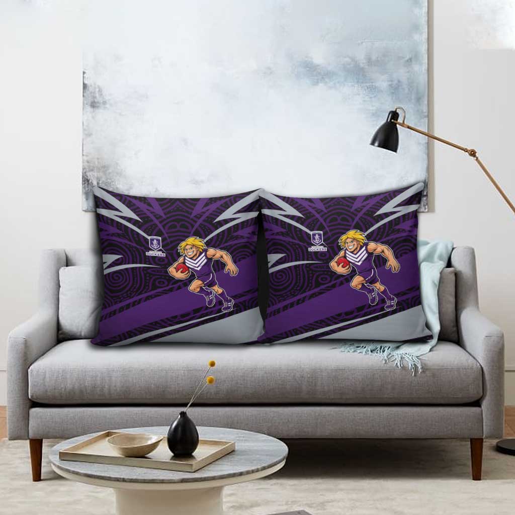 Fremantle Dockers Australian Football Pillow Cover Athletic Hero Mascot With Indigenous Pattern Art