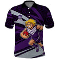Fremantle Dockers Australian Football Polo Shirt Athletic Hero Mascot With Indigenous Pattern Art