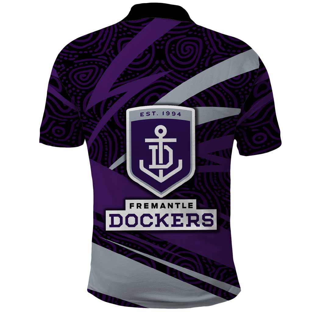 Fremantle Dockers Australian Football Polo Shirt Athletic Hero Mascot With Indigenous Pattern Art