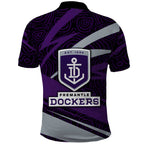 Fremantle Dockers Australian Football Polo Shirt Athletic Hero Mascot With Indigenous Pattern Art