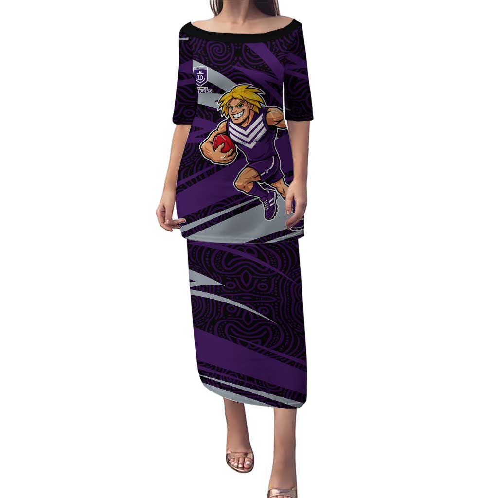 Fremantle Dockers Australian Football Puletasi Athletic Hero Mascot With Indigenous Pattern Art