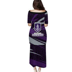 Fremantle Dockers Australian Football Puletasi Athletic Hero Mascot With Indigenous Pattern Art