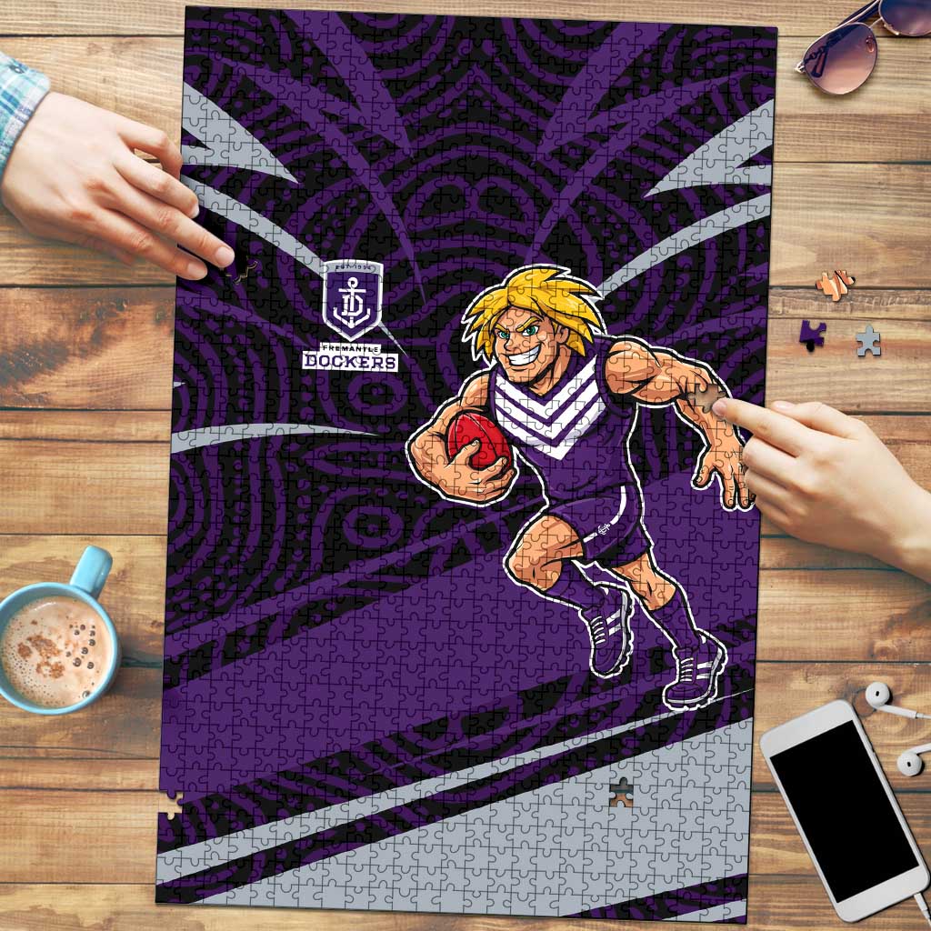 Fremantle Dockers Australian Football Puzzle Athletic Hero Mascot With Indigenous Pattern Art