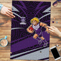 Fremantle Dockers Australian Football Puzzle Athletic Hero Mascot With Indigenous Pattern Art