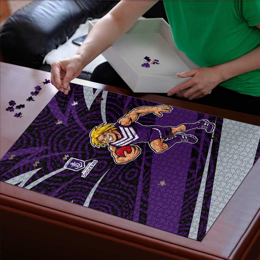 Fremantle Dockers Australian Football Puzzle Athletic Hero Mascot With Indigenous Pattern Art