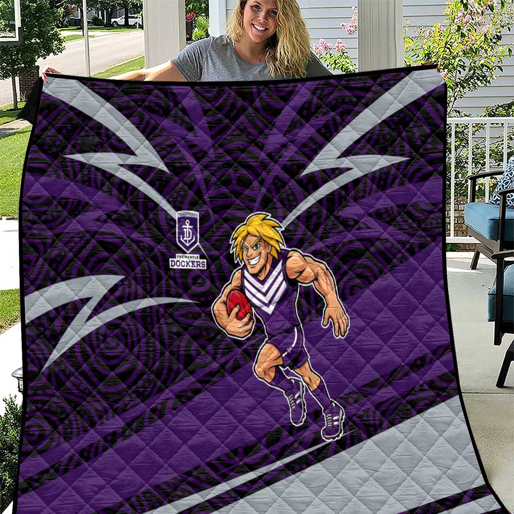 Fremantle Dockers Australian Football Quilt Athletic Hero Mascot With Indigenous Pattern Art