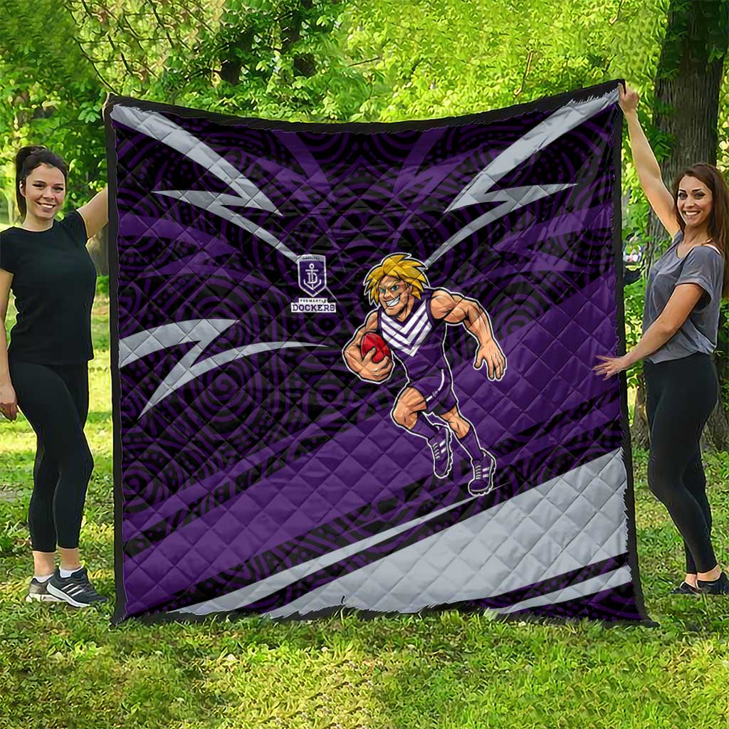 Fremantle Dockers Australian Football Quilt Athletic Hero Mascot With Indigenous Pattern Art