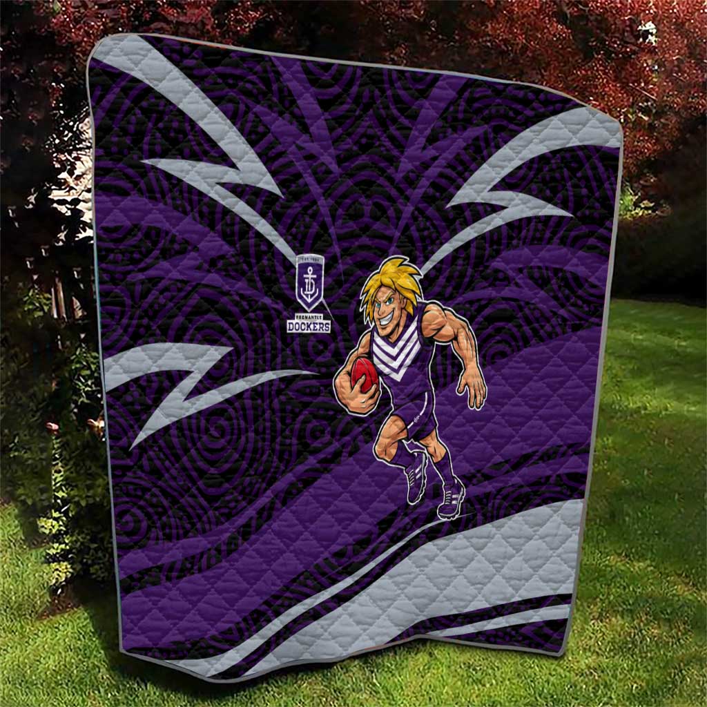 Fremantle Dockers Australian Football Quilt Athletic Hero Mascot With Indigenous Pattern Art