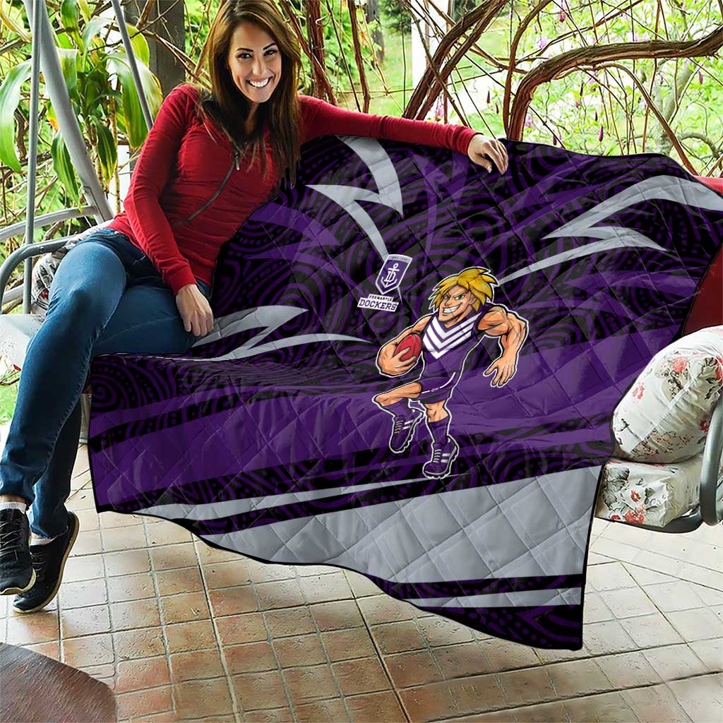 Fremantle Dockers Australian Football Quilt Athletic Hero Mascot With Indigenous Pattern Art