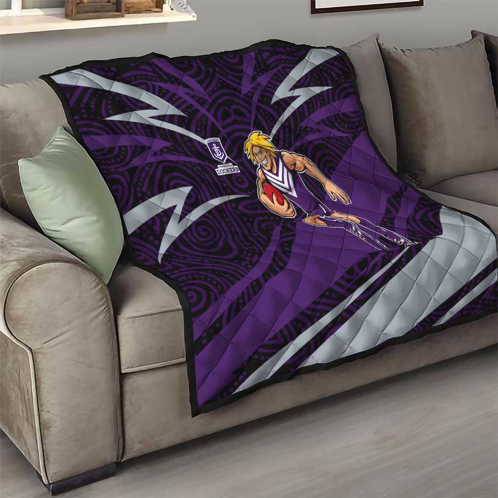 Fremantle Dockers Australian Football Quilt Athletic Hero Mascot With Indigenous Pattern Art