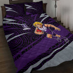 Fremantle Dockers Australian Football Quilt Bed Set Athletic Hero Mascot With Indigenous Pattern Art