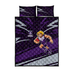 Fremantle Dockers Australian Football Quilt Bed Set Athletic Hero Mascot With Indigenous Pattern Art