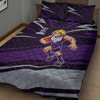 Fremantle Dockers Australian Football Quilt Bed Set Athletic Hero Mascot With Indigenous Pattern Art
