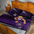 Fremantle Dockers Australian Football Quilt Bed Set Athletic Hero Mascot With Indigenous Pattern Art