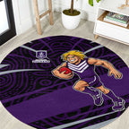 Fremantle Dockers Australian Football Round Carpet Athletic Hero Mascot With Indigenous Pattern Art