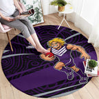 Fremantle Dockers Australian Football Round Carpet Athletic Hero Mascot With Indigenous Pattern Art