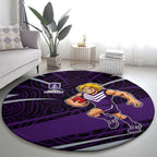 Fremantle Dockers Australian Football Round Carpet Athletic Hero Mascot With Indigenous Pattern Art