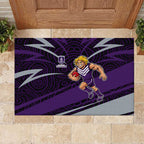 Fremantle Dockers Australian Football Rubber Doormat Athletic Hero Mascot With Indigenous Pattern Art