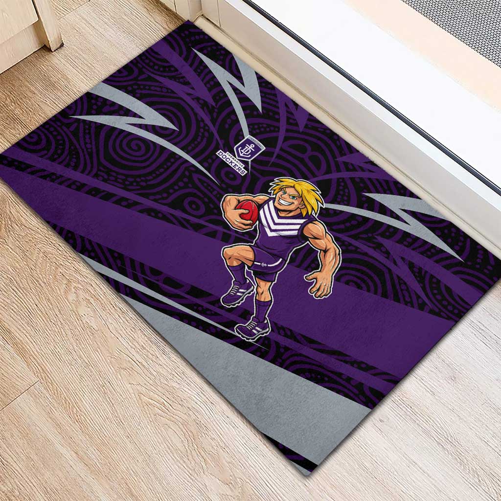 Fremantle Dockers Australian Football Rubber Doormat Athletic Hero Mascot With Indigenous Pattern Art