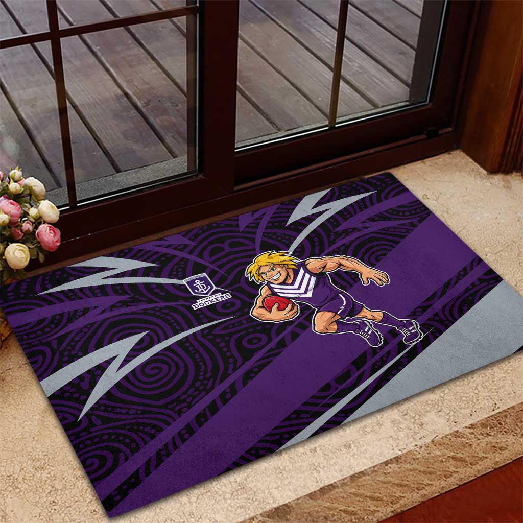 Fremantle Dockers Australian Football Rubber Doormat Athletic Hero Mascot With Indigenous Pattern Art