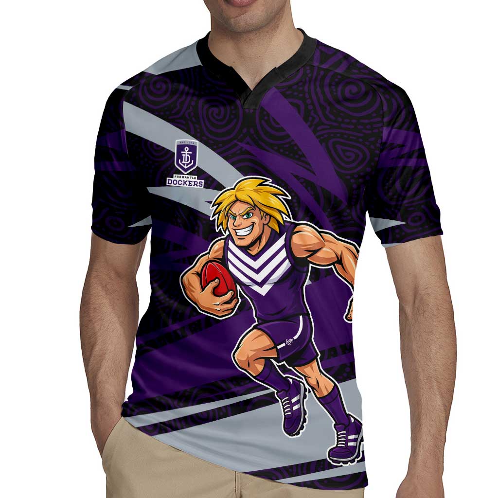 Fremantle Dockers Australian Football Rugby Jersey Athletic Hero Mascot With Indigenous Pattern Art