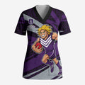 Fremantle Dockers Australian Football Scrub Top Athletic Hero Mascot With Indigenous Pattern Art